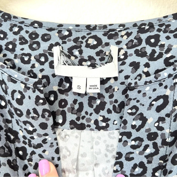 Charlotte Brody Silk Grey Black White Leopard Print LongSleeve Shirt Dress Small - Picture 2 of 12